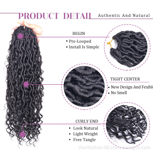 Wholesale Black Goddess Long Ombre color Faux Locs Wavy With Curly River Crochet Braids Hair Extension Afro For Black Women